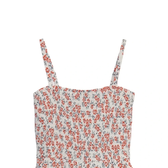 GAP Smocked Midi Dress white Red And Blue Floral Dress Size Medium - Picture 3 of 10